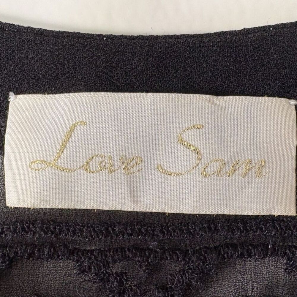 Love Sam Black Sheer Embroidered Blouse Deep V-Neck Boho Romantic Whimsigoth S - Picture 4 of 9